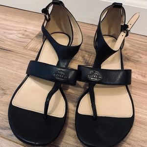 Coach black leather sandals